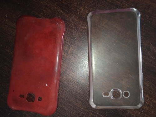 Protector Celular Samsung J7 Silicona, Transparente Y Rojo