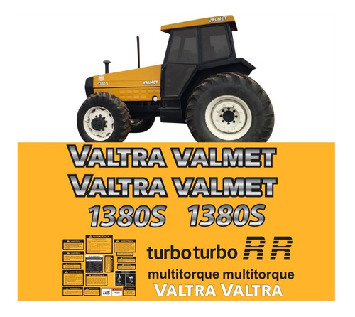 Kit Adesivos Compatível Trator Valtra 1380s Turbo+ Etiquetas