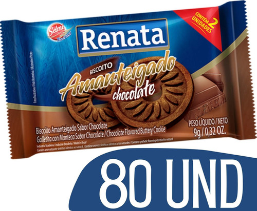 Biscoitos Amanteigados Em Sache Renata Chocolate - 80 Und