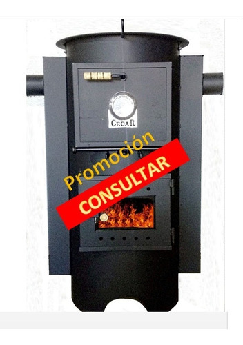 Salamandra Bajo Consumo C/horno Hasta 140 Mt2 Apta Pellets