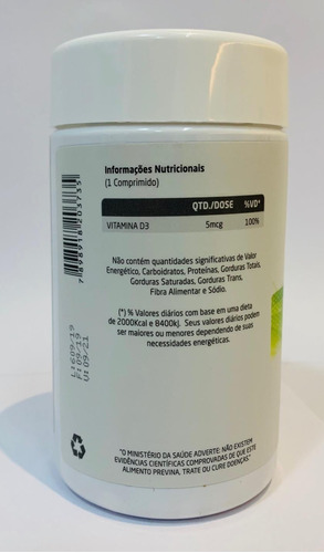 Vitamina D3 5mcg (c/ 60 Comp) Vital Natus