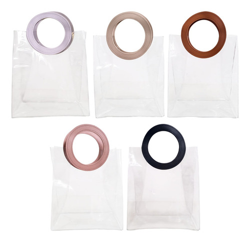 Sacola Transparente Grande Com Alça Bolsa Presente Pvc 26cm Cor Branco