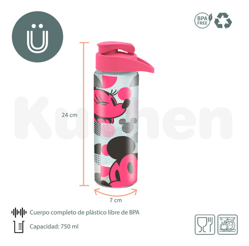 Imagen 2 de 10 de Botella Refill Mickey Disney Reutilizables 750 Ml Original