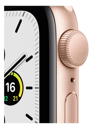 Imagem 2 de 9 de Apple Watch SE (GPS, 40mm) - Caixa de alumínio dourada - Pulseira esportiva Rosa-areia