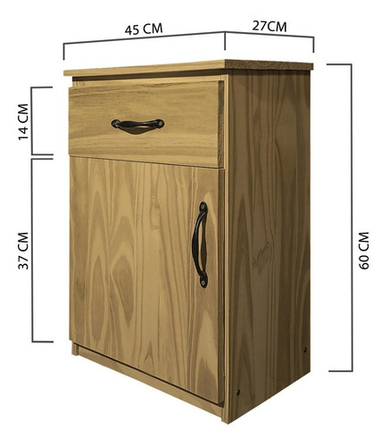 Imagen 5 de 10 de Combos 2 Mesas De Luz Cajon Madera Macizo Puerta Sajo 42x50