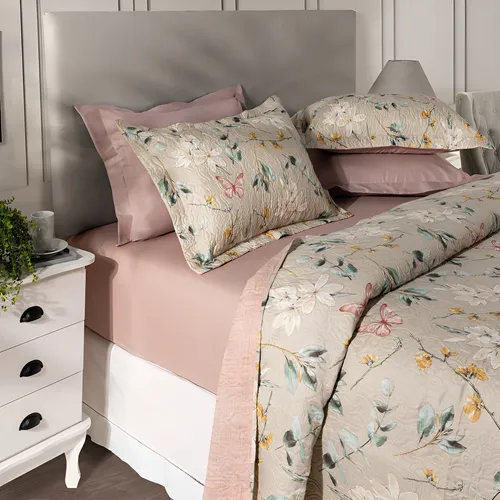 Kit Cobre Leito Colcha Casal 3 Peças Boutis Dupla Face Matelado I...