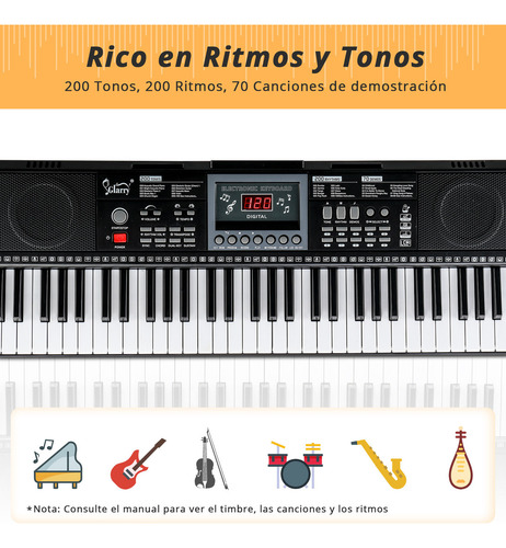 Piano Teclado Musical Para Principiantes 61 Teclas Con Atril