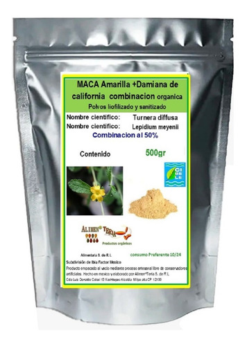 Maca + Damiana 500gr  1kg Combinacion Esp En Polvo 
