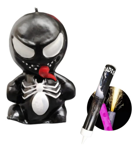 Venom Vela Cera Figura Más Vela Chispas Fiesta Cumple