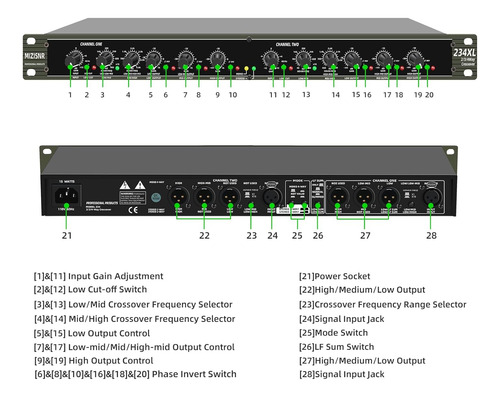 Crossover De Audio Profesional, 2/3 Vías Estéreo/ 4 Vías ...