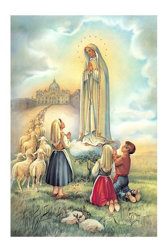 Lienzo Virgen De Fátima Giclée 70x106cm Cuadros Religiosos