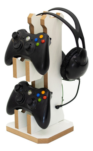 Suporte Gamer De Controle E Fine De Ouvido Modelo De Madeira