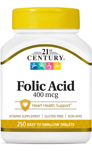 Ácido Fólico Century 400mg - 250 Cápsulas - Sem Sabor