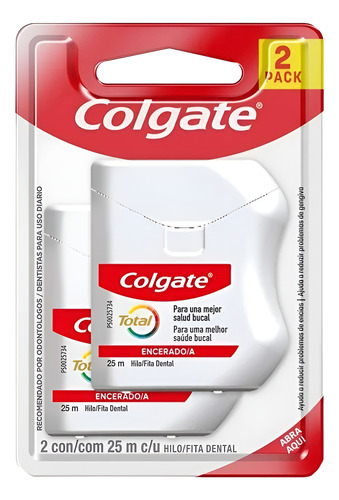 2 Pza Hilo Dental Colgate Total 12 Enceredo Para Una Mejor S