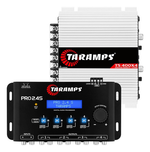 Paquete Taramps Amplificador Ts400x4 Y Dsp Pro2.4s Color Negro