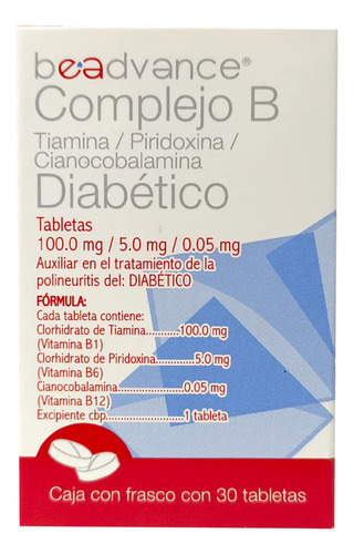 Complejo B Para Diabetico 100mg/5mg/0.05mg C/30 Tabs