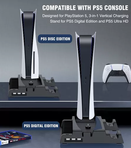 Suporte vertical para Playstation 5 com estação de carregamento