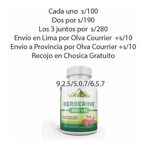 Imagen 2 de 5 de Berberine Hcl 1200 Mg 90 Cápsulas Oferta Remate