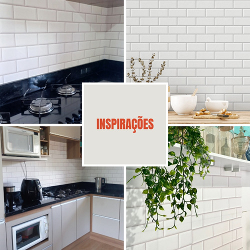 Azulejo Metro White Adesivo Para Cozinha Moderno Lavável 10m
