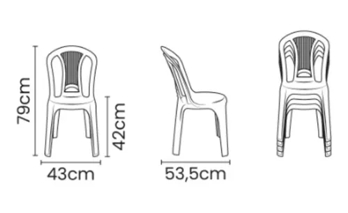 Conjunto 10 Cadeiras Plástico Sem Braço Tramontina 154kg