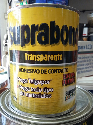 Adhesivo Suprabond Transparente Extra Fuerte En Lata 1 LitroPegamento Contacto y Universal Suprabond Suprabond Transparente