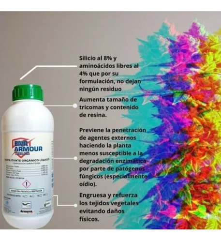 Imagen 2 de 4 de Enr Armour Fertilizante Agrícola Silicio Foliar Orgánico 1 L