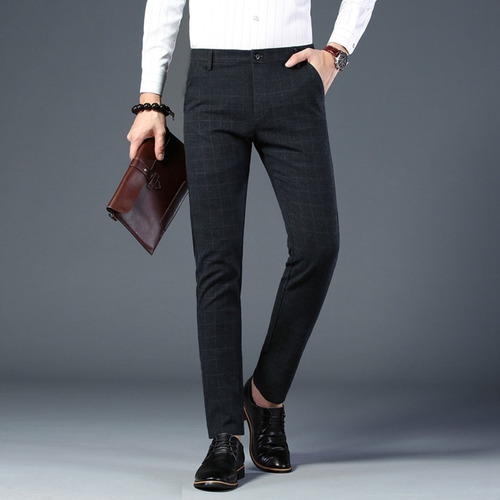 Slim Lápiz Pantalones De Negocios Formal Casual Chino Hombr