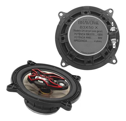 Imagen 3 de 6 de Parlantes Para Auto 5 Pulgadas Bravox B3x50 X-line 100 Rms