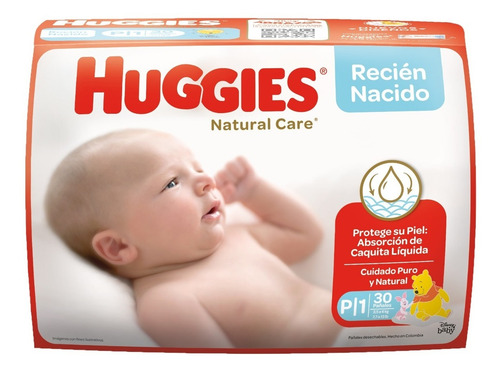 Imagen 2 de 9 de Pañales Bebe Huggies Natural Care Talla Pequeña 30 Und