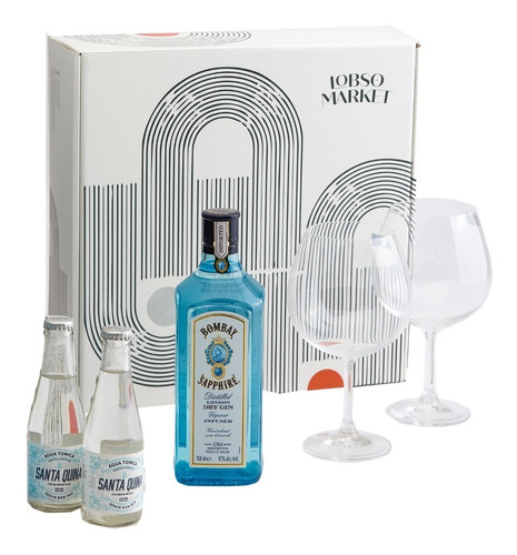 Caja Regalo Gin Bombay X1 + Copa Cristal X2 + Tonica X2