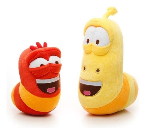 Serie Larva Tuba Amarillo Y Roja Set De Dos Peluches