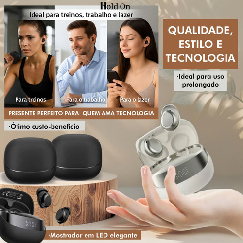 Fone De Ouvido Bluetooth Sem Fio Tws Com Display Hold On Digital