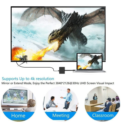 Imagen 10 de 10 de Adaptador Usb C Hub Dex Mode Mac Macbook Air Pro Hdmi 4k