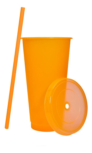 Vaso De Plástico Con Tapa Y Popote 800 Ml Paquete 50 Pz