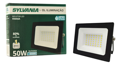 Kit 10 Refletor OL Iluminação R50A6A Led 50w Slim Prova D'agua Ip65 Holofote Cor Da Carcaça Preto Cor Da Luz Branco-frio 110v/220v