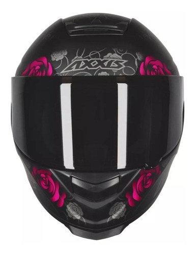 Capacete para moto  integral Axxis  Eagle  matt black e pink flowers tamanho M 