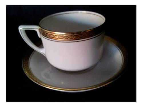 Antigua Taza De Café Rosenthal Porcelana Blanca Y Oro 