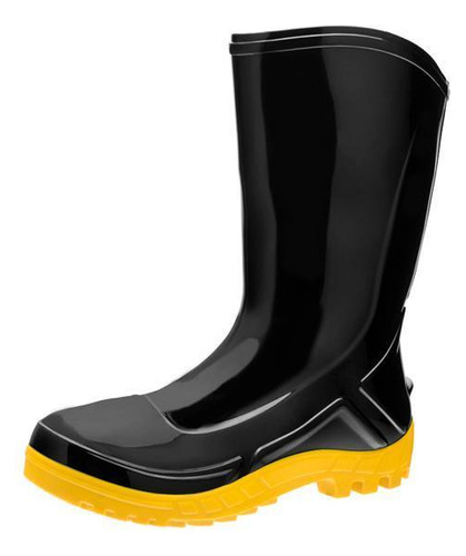 Bota Vulcaflex Preto/amarelo Pvc Cano Médio C/forro 39