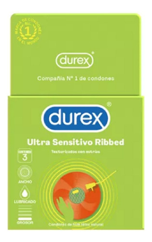 Preservativo Ultra Sensitivo Ribbed Durex Alta Calidad 
