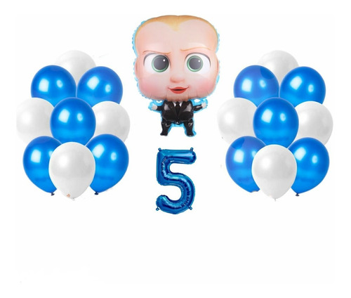 Set Globo Metalizado Jefe En Pañales Numero Latex