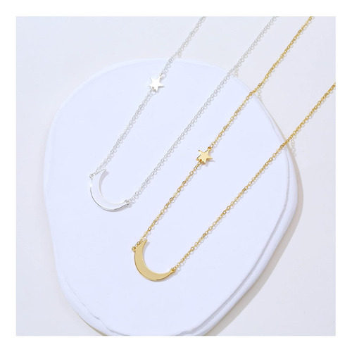 Ascomy Dainty Gold Moon De 14 Quilates Y Colgantes De Estrel