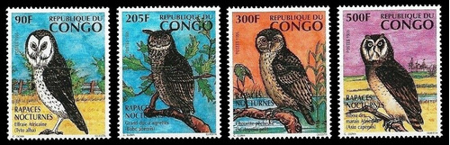 Fauna - Lechuzas - Buhos - Congo - Serie Mint - Yv 1023-1026