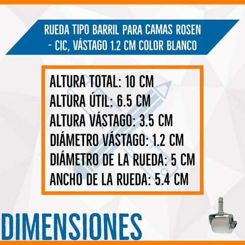 Imagen 3 de 6 de Rueda Mueble, Rueda Cama Tipo Barril./ Rosen, Cic, Flex