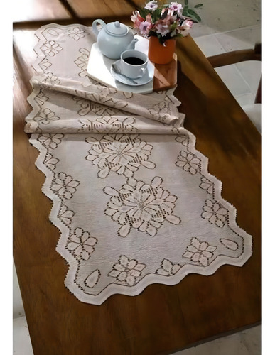 Sendero de encaje bordado para mesa, 50 cm x 1,50 m, color marrón