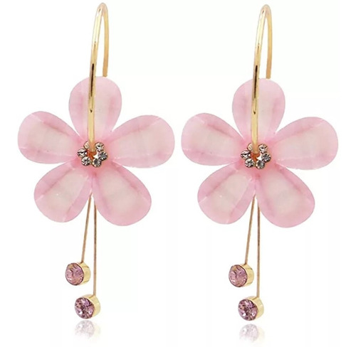 Aros Dorados Con Flores Brillantes