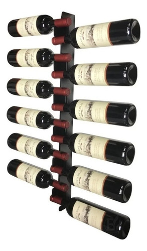 Adega Vertical Suporte Vinho Parede 12 Garrafas - Preto