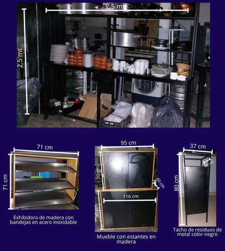 Lote 2 Estanterias Comercial Hierro Y Muebles En Madera Negro (Usado)