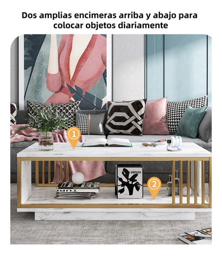 Mesa De Centro De Metal Rectangular Moderna, Mesa De Centro Blanco