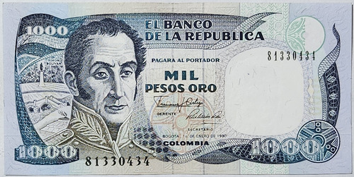 Billete 1000 Pesos 01/ene/1990 Colombia Unc