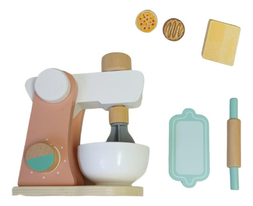 Batidora Mixer Cocina Madera Accesorios